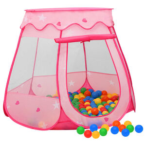 vidaXL Tente de jeu pour enfants avec 250 balles Rose 102x102x82 cm