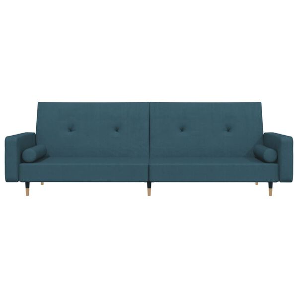 vidaXL Canap&eacute;-lit &agrave; 2 places avec deux oreillers bleu velours