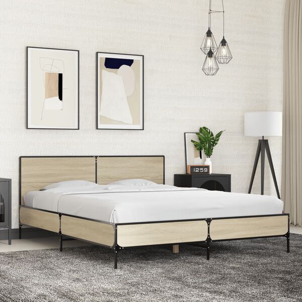 vidaXL Cadre de lit sans matelas ch&ecirc;ne sonoma 160x200 cm