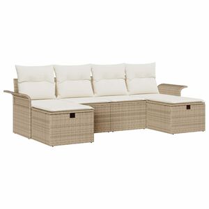 vidaXL Ensemble de canap&eacute; de jardin 6 pc Beige et cr&egrave;me polyrotin