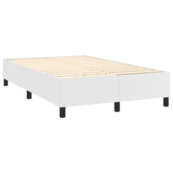 vidaXL Sommier &agrave; lattes de lit avec matelas Blanc 120x200cm Similicuir
