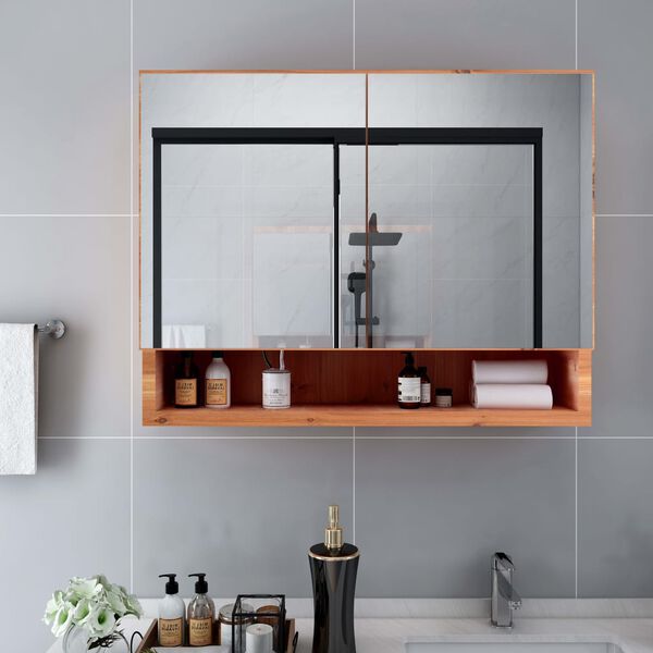 vidaXL Armoire &agrave; miroir de salle de bain LED Ch&ecirc;ne 80x15x60 cm MDF
