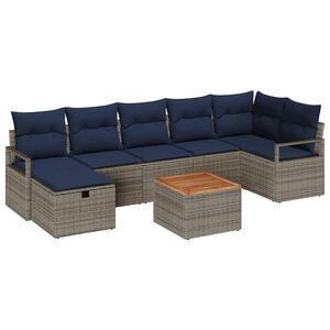 vidaXL Ensemble de canap&eacute; de jardin avec coussin 8 pcs Gris polyrotin