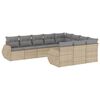 vidaXL Salon de jardin avec coussins 10 pcs beige r&eacute;sine tress&eacute;e