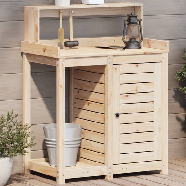 vidaXL Table de rempotage et &eacute;tag&egrave;res 82,5x50x109,5 cm bois massif pin