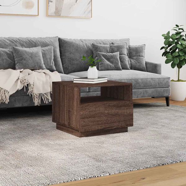 vidaXL Table basse avec lumières LED chêne marron 50x49x40 cm