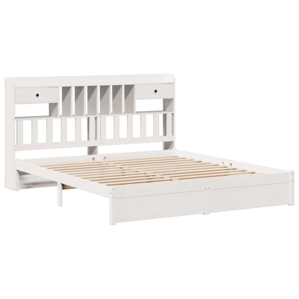vidaXL Lit biblioth&egrave;que sans matelas blanc 180x200 cm bois pin massif