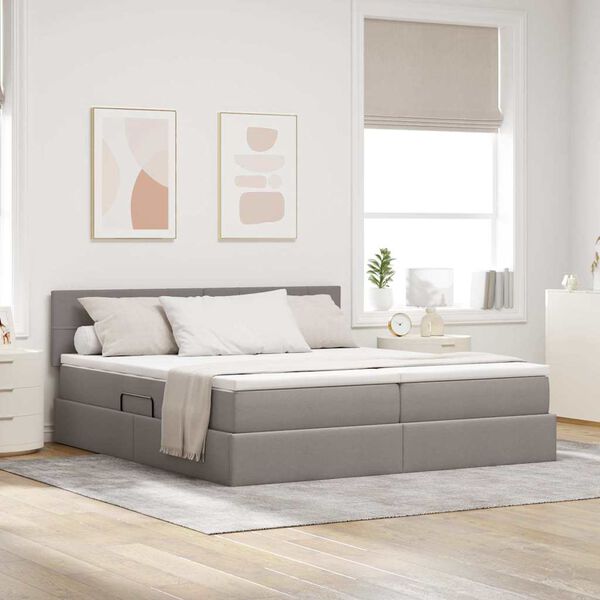 vidaXL Lit avec des lumi&egrave;res &agrave; LED Taupe 200 x 200 cm tissu