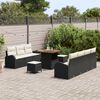 vidaXL Ensemble de canap&eacute; de jardin avec coussin 10 pcs Noir et Cr&egrave;me