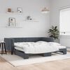 vidaXL Lit de jour avec gigogne sans matelas gris fonc&eacute; 100x200 cm