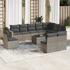 vidaXL Salon de jardin 11 pcs avec coussins gris r&eacute;sine tress&eacute;e