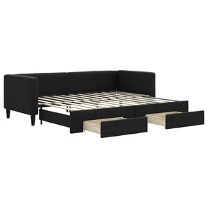 vidaXL Lit de jour avec gigogne et tiroirs sans matelas noir 80x200 cm