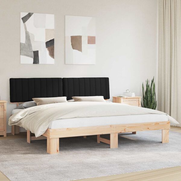 vidaXL Cadre de lit avec t&ecirc;te de lit rembourr&eacute;e Noir 200 x 200 cm