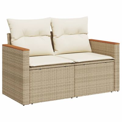 vidaXL Salon de jardin avec coussins 8 pcs beige résine tressée