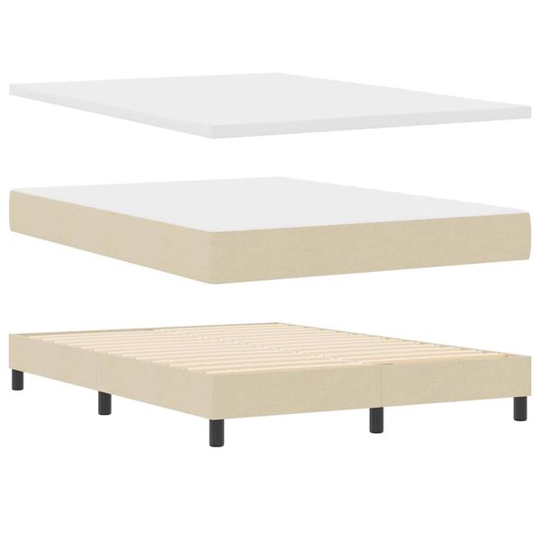 vidaXL Lit &agrave; ressorts avec matelas Cr&egrave;me 140 x 200 cm tissu