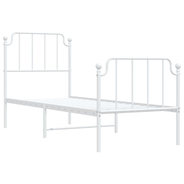 vidaXL Cadre de lit m&eacute;tal sans matelas avec pied de lit blanc 80x200cm