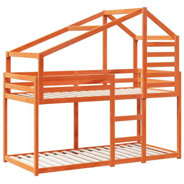 vidaXL Lit superpos&eacute; sans matelas cire marron 80x200 cm pin massif