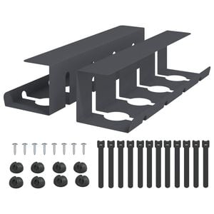 vidaXL Plateau de gestion de c&acirc;bles sous le bureau 2 pc Anthracite