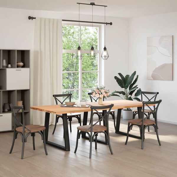 vidaXL Pieds de table &agrave; manger en V 3 pi&egrave;ces Noir 70 x (72-73,3) cm Acier