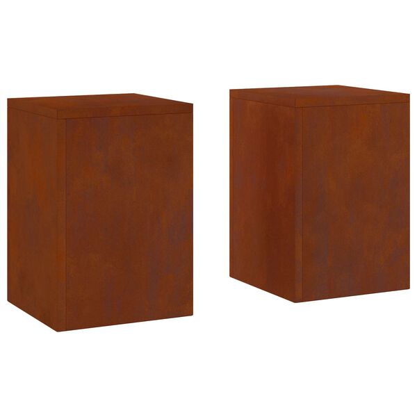 vidaXL Support de Plante 2 pcs Rouill&eacute; 24 x 24 x 35 cm Acier patin&eacute;