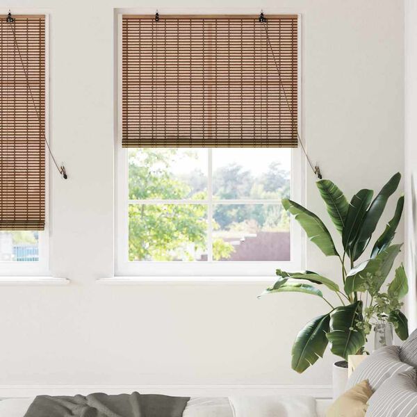 vidaXL Store enrouleur avec des rideaux Marron 120 x 220 cm Bambou