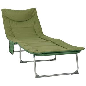 vidaXL Transat pliant avec coussin Vert fonc&eacute;