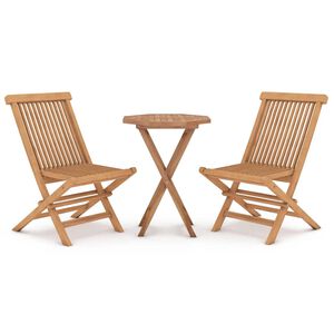 vidaXL Ensemble &agrave; manger de jardin 3 pcs Bois de teck massif
