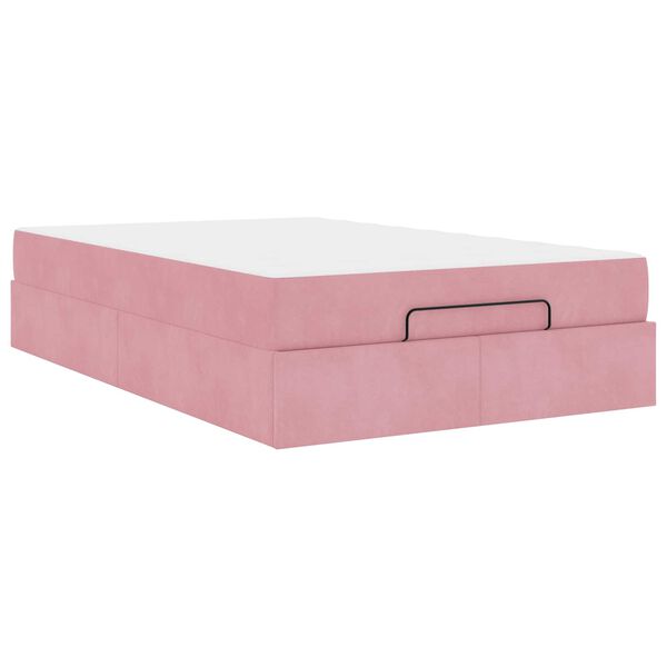 vidaXL Cadre de lit avec matelas avec matelas 2 pcs Rose Velours