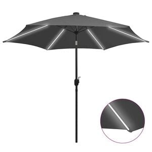 vidaXL Parasol de jardin et lumi&egrave;res LED m&acirc;t en aluminium anthracite