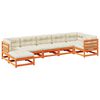 vidaXL Salon de jardin 7 pcs avec coussins cire marron bois pin massif