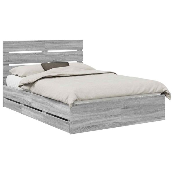 vidaXL Cadre de lit Gris Sonoma 150 x 200 cm Bois Ing&eacute;nierie