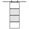 vidaXL Porte coulissante kit quincaillerie noir 76x205 cm verre trempé