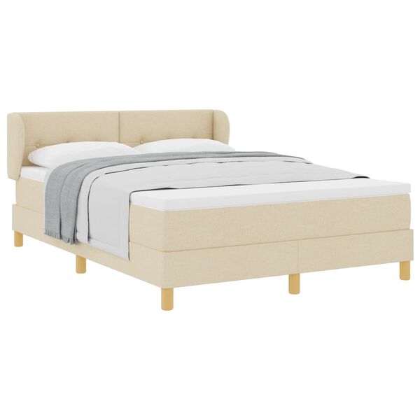 vidaXL Lit &agrave; ressorts avec matelas Cr&egrave;me 160 x 200 cm tissu