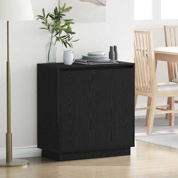 vidaXL Buffet Ch&ecirc;ne noir 71 x 34.5 x 75 cm Bois d'ing&eacute;nierie