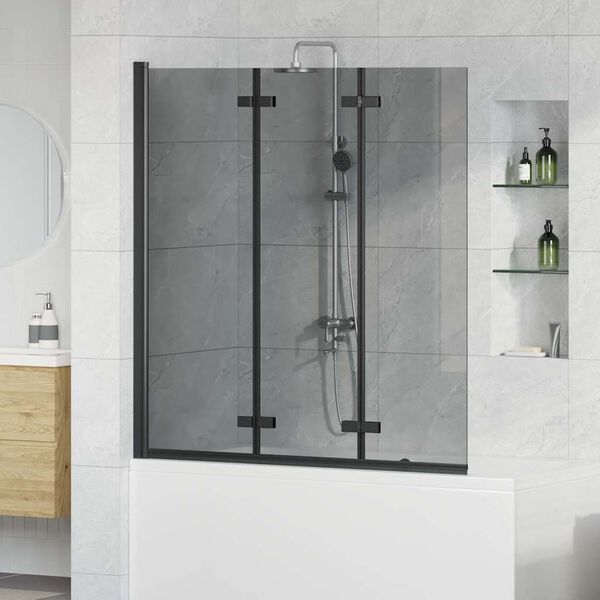 vidaXL Enceinte de Douche Noir 130 x 138 cm Verre ESG et aluminium