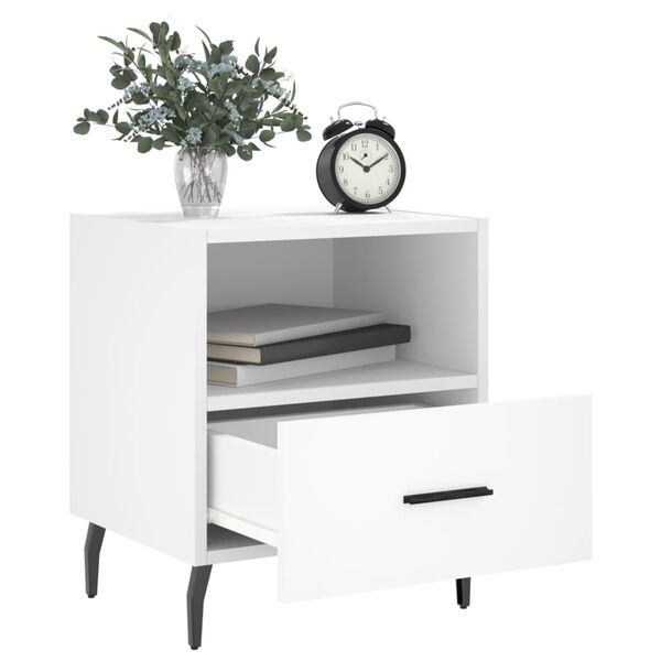 vidaXL Tables de chevet 2 pcs blanc 40x35x47,5 cm bois d&rsquo;ing&eacute;nierie