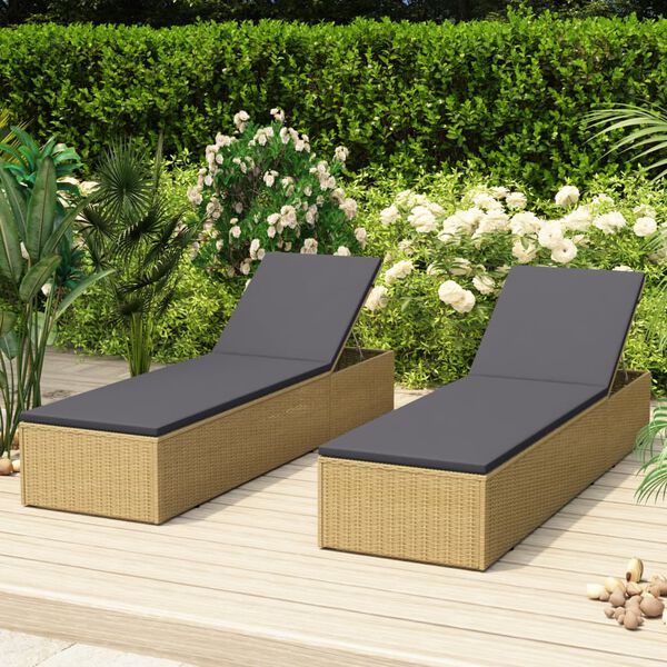 vidaXL Chaise longue R&eacute;sine tress&eacute;e Marron et gris fonc&eacute;