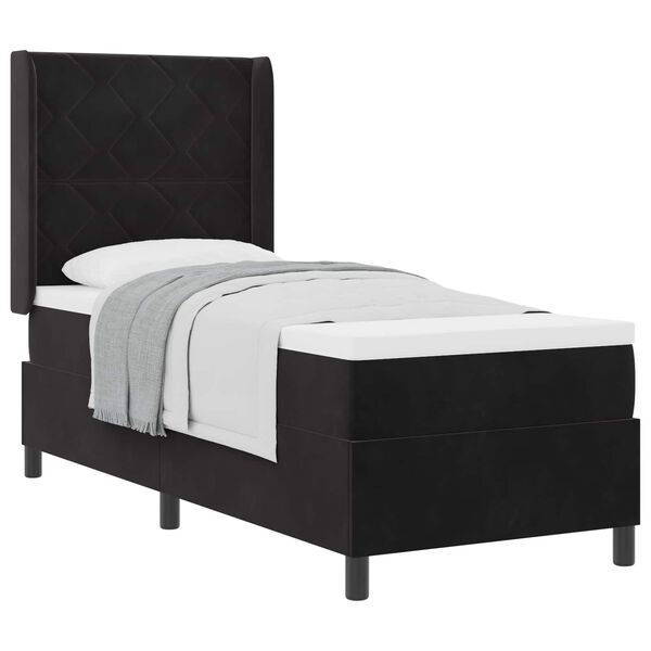 vidaXL Lit &agrave; ressorts avec matelas Noir 80 x 200 cm Velours