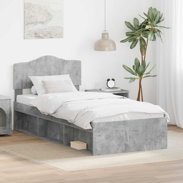 vidaXL Cadre de lit B&eacute;ton 90 x 200 cm Bois de pin massif