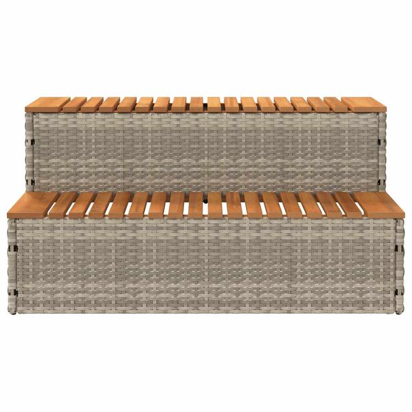 VidaXL Marche bain &agrave; remous gris clair 100x50x50,5 cm acacia massif