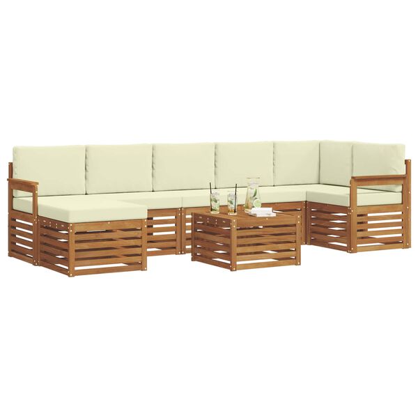 vidaXL Ensemble de canap&eacute; d'angle avec coussin 8 pcs Naturel et Cr&egrave;me