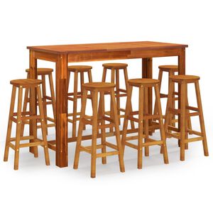 vidaXL Ensemble de bar de jardin 9 pcs Bois d'acacia solide