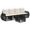 vidaXL Ensemble de canap&eacute; de jardin 5 pc Noir et blanc cr&egrave;me polyrotin