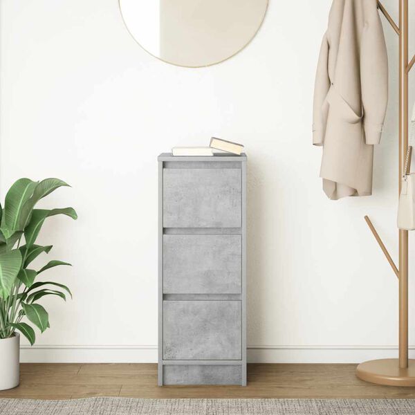 vidaXL Buffet gris b&eacute;ton 29,5x34x76 cm bois d'ing&eacute;nierie