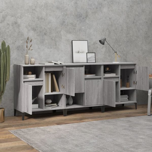 vidaXL Buffets 3 pcs sonoma gris 60x35x70 cm bois d'ing&eacute;nierie