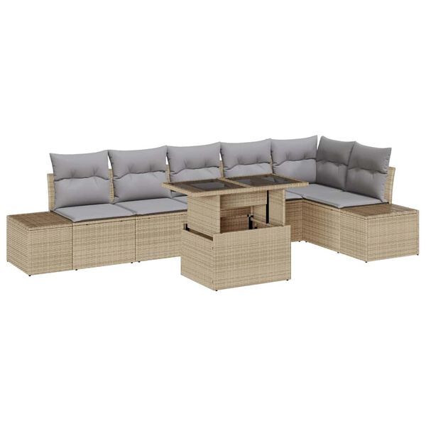 vidaXL Ensemble de canap&eacute; de jardin 7 pcs Beige et Gris clair