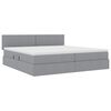 vidaXL Lit avec rangement et LED Gris clair 200 x 200 cm tissu