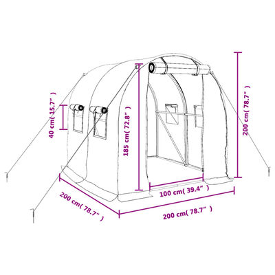 vidaXL Serre avec cadre en acier vert 4 m² 2x2x2 m