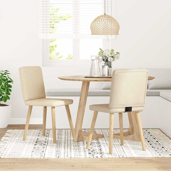 vidaXL Chaises &agrave; manger lot de 2 cr&egrave;me tissu