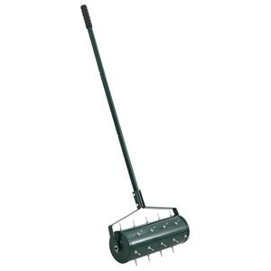 vidaXL Roller &agrave; gazon tir&eacute; avec des pinces a&eacute;rateur Vert 128 x 38 cm